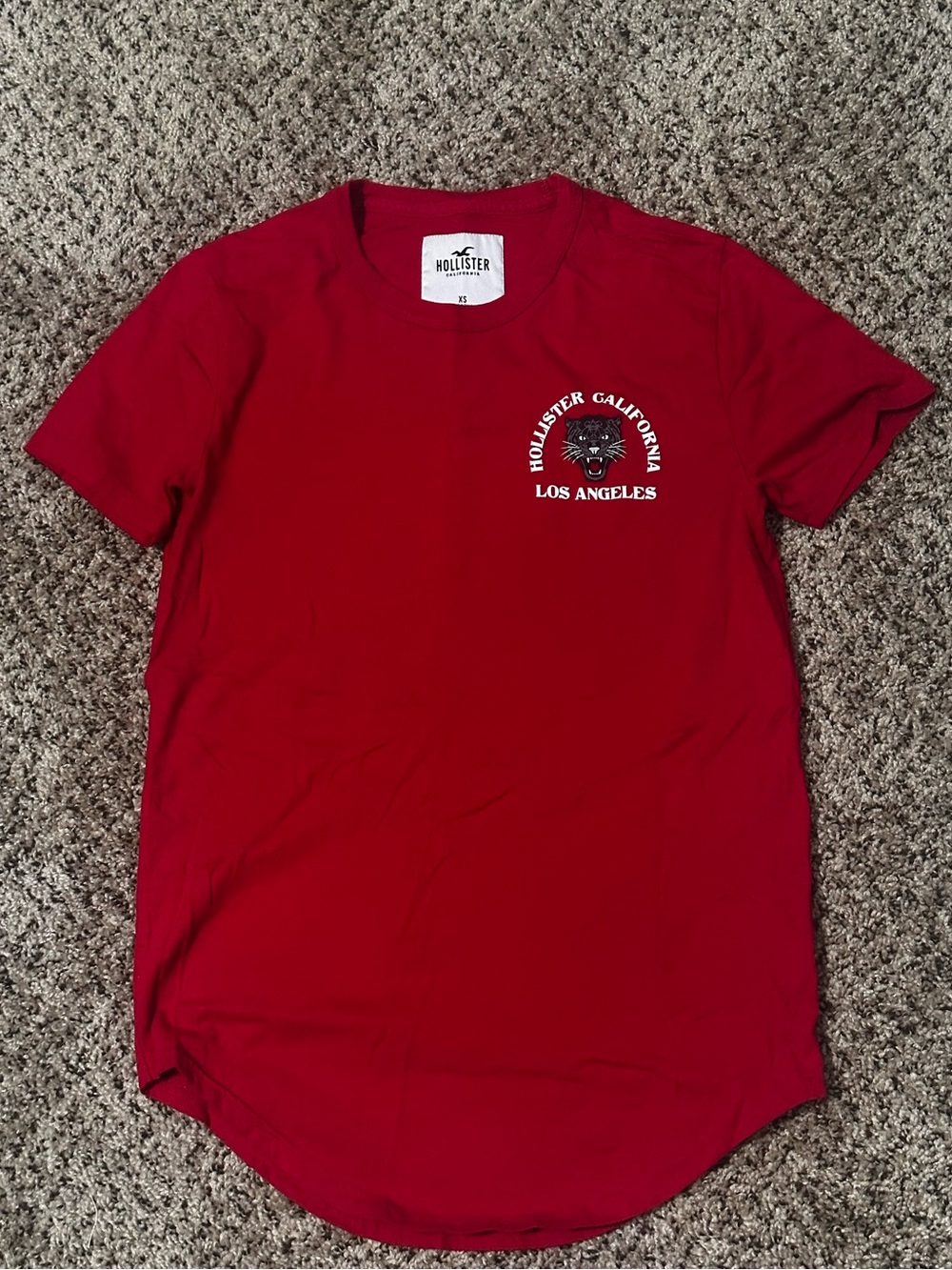 Hollister California Los Angeles Panther Graphic T-Shirt Red XS